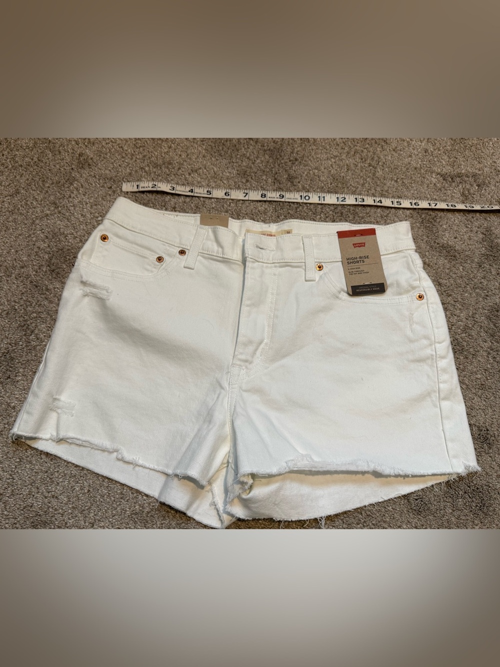 Levi's White High-Rise Cutoff Denim Shorts